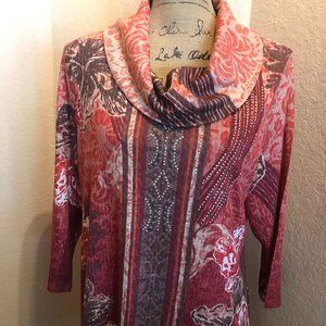French Blue Top/Tunic Orange Embellished
